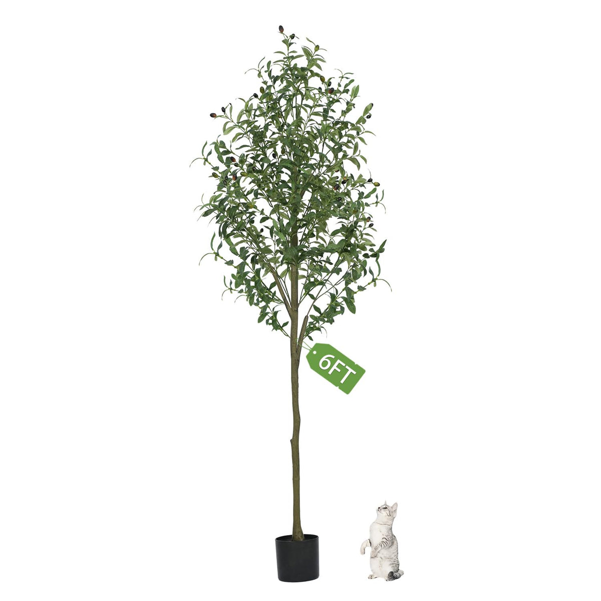 Gaoqisi 6ft artificial olive tree with realistic trunk for living spaces.