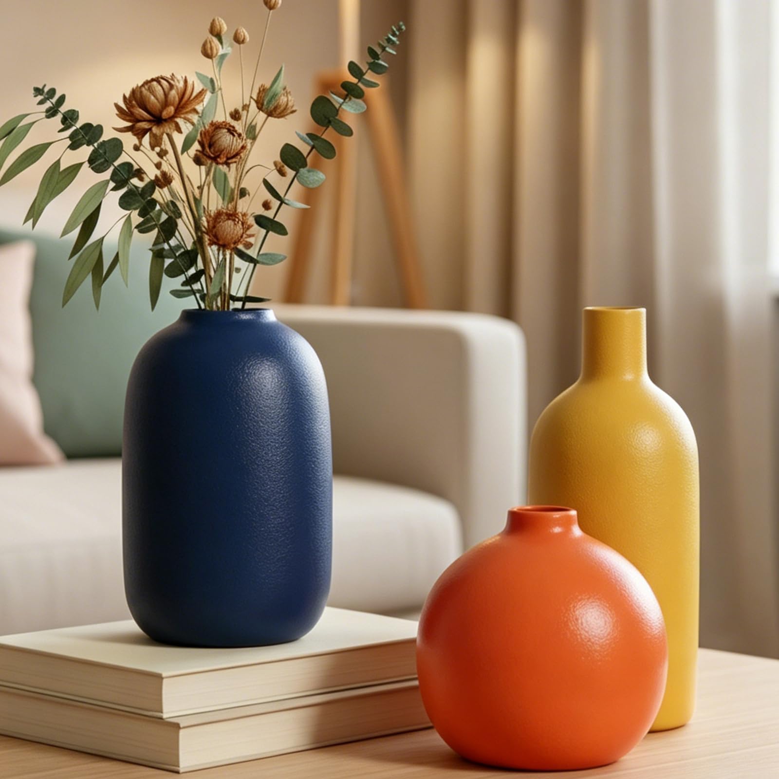 GAOSHENG vase set in burnt orange for cozy fall decor display