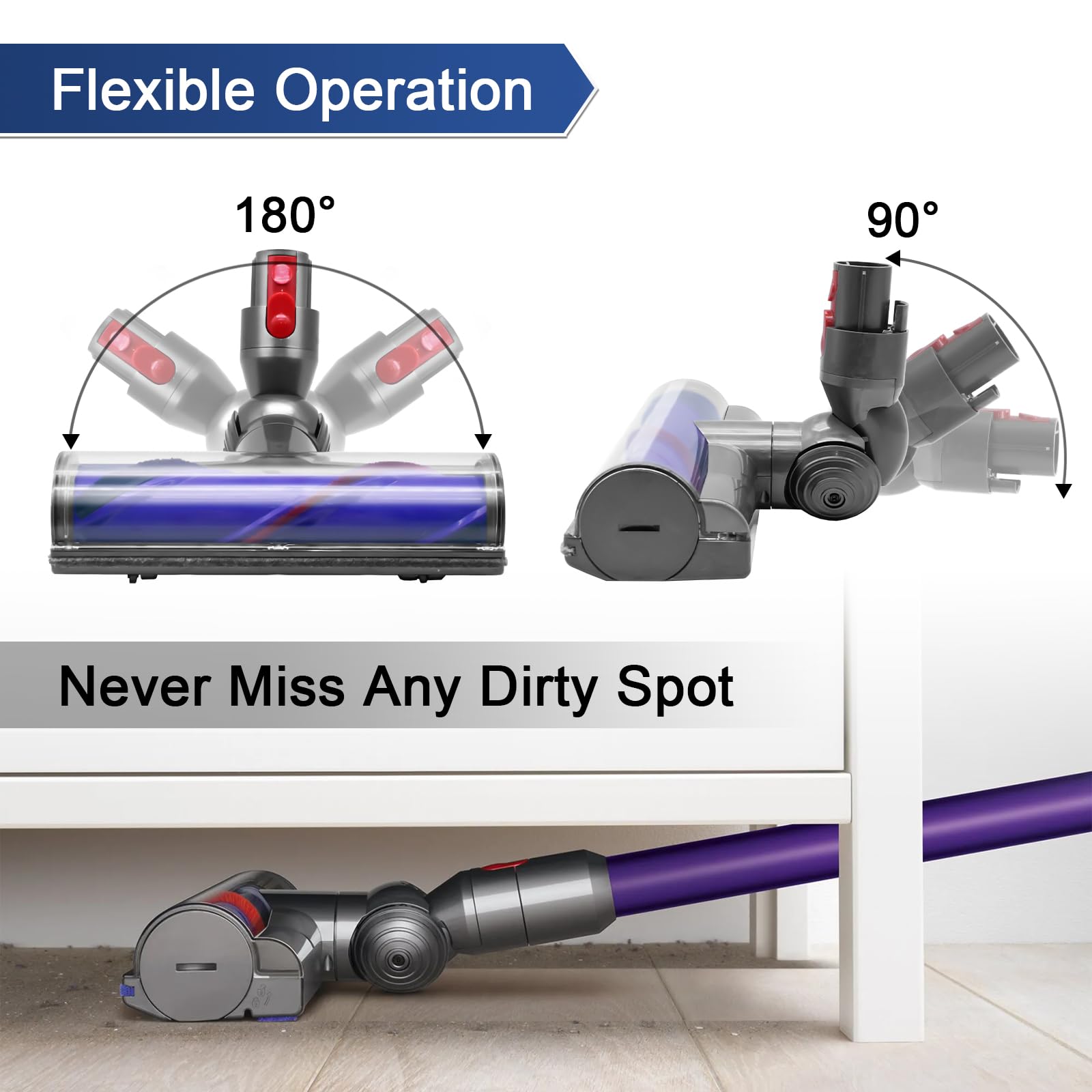 Garbage Fighter 50W motor head delivers strong suction for thorough hardwood cleaning.