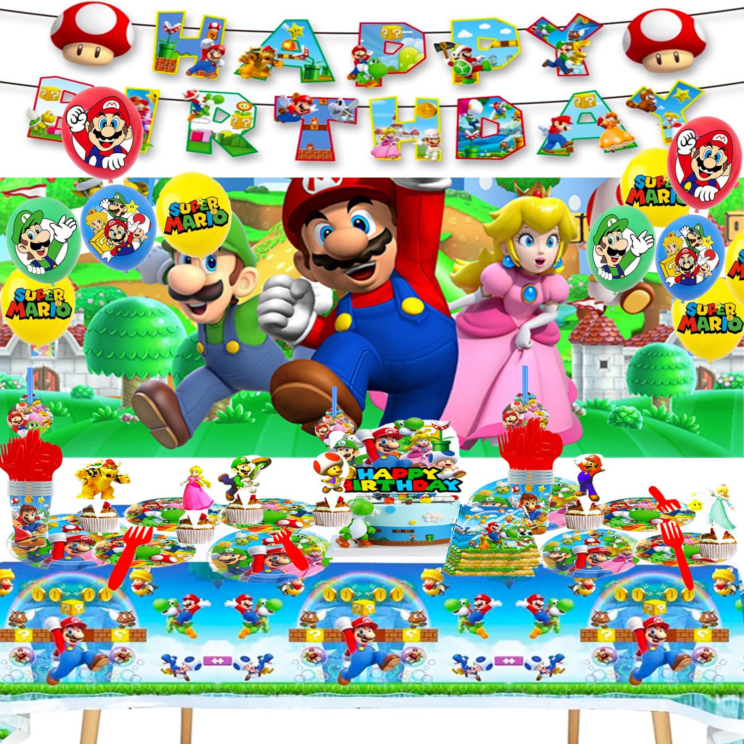 Gardelf Super Bros balloons add color and festive atmosphere