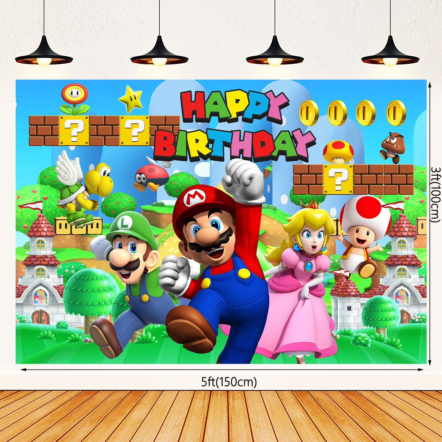 Gardelf Super Bros banner bright decor for party entry