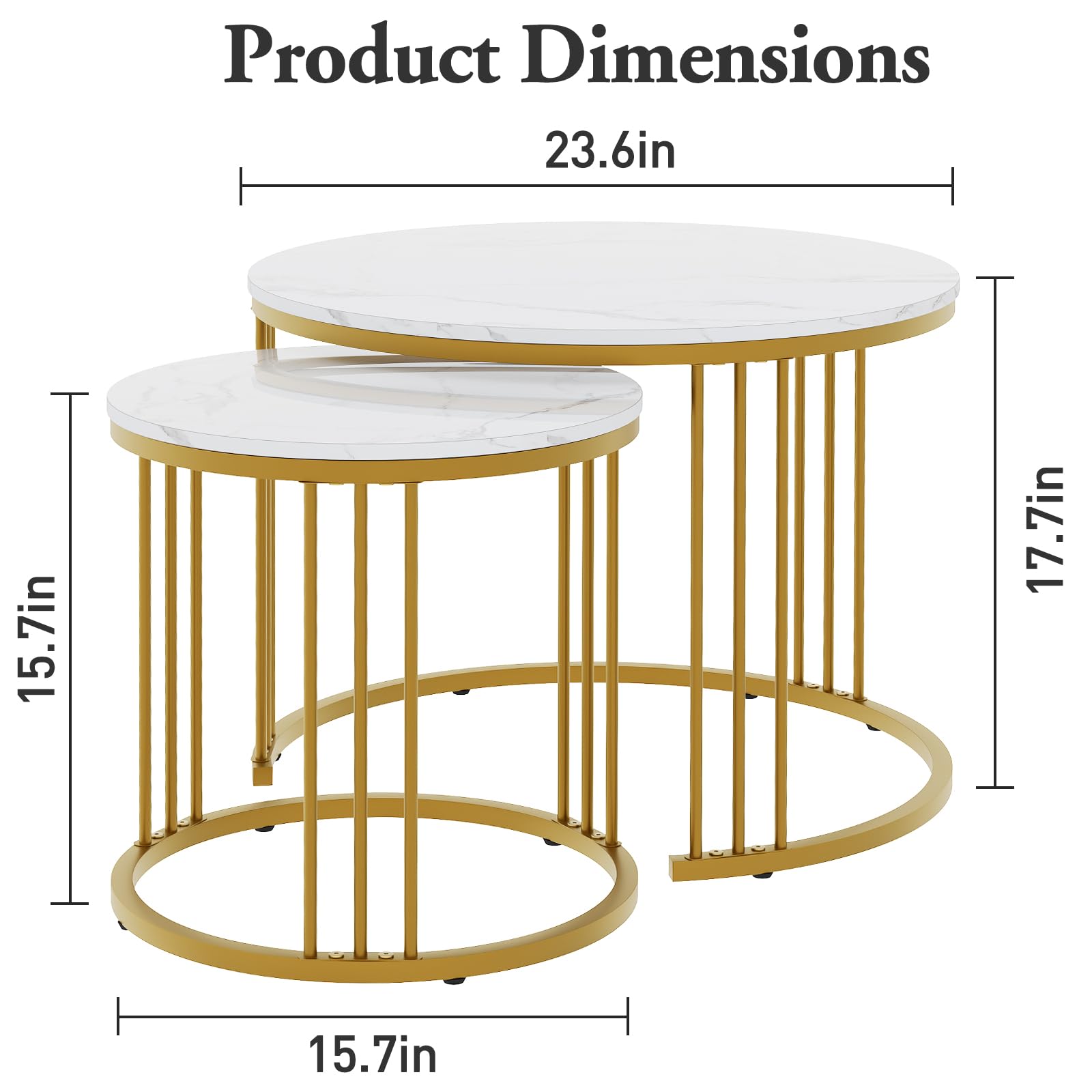 Garden 4 You nesting coffee table small white and gold companion beneath the larger unit.