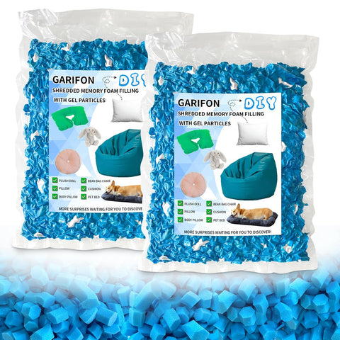Garifon memory foam bean bag filler close-up showing plush, moldable texture.