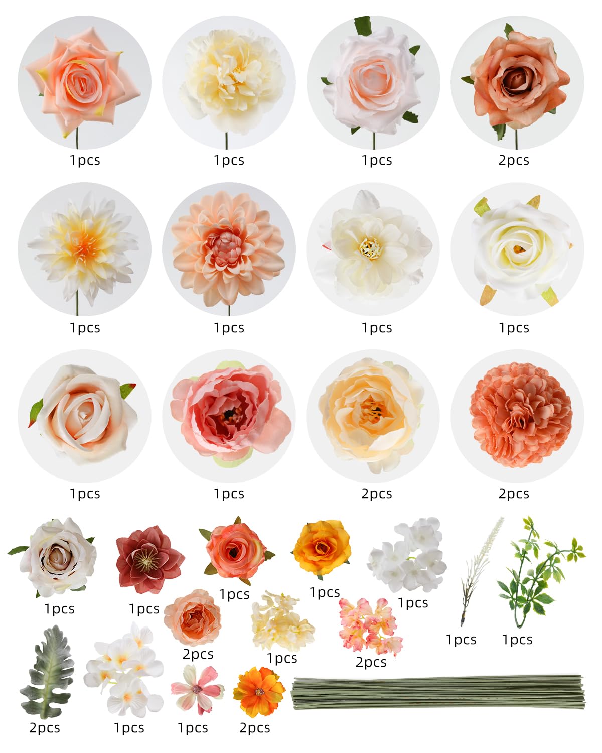 Garisey artificial flowers champagne-powder finish soft glow spaces