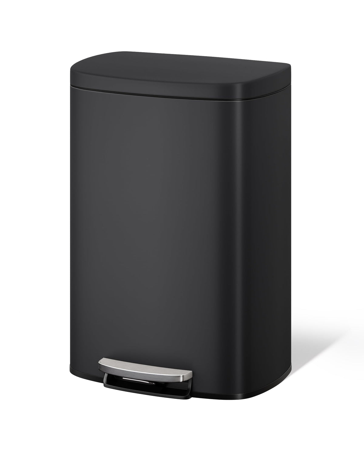Garvee 13-gallon metal trash can with lid in a modern kitchen for clean storage