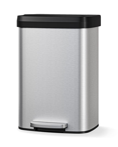 Garvee 13 gal trash can front view shows compact kitchen footprint and style