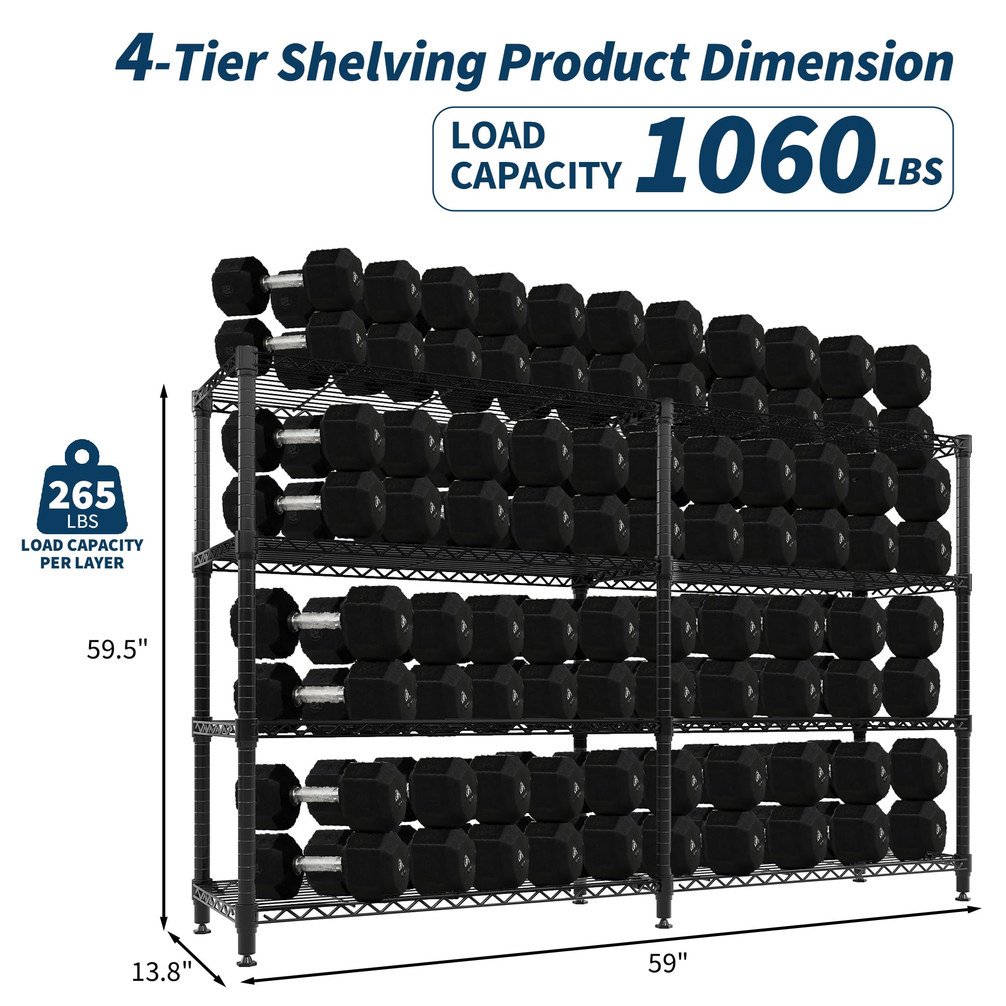 Garvee 4-tier shelf assembly closeup highlighting tool-free setup capability.