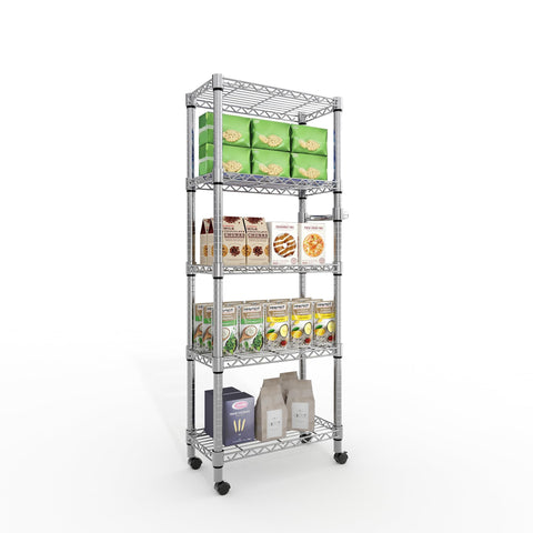 Garvee 5-Tier rolling shelf with slim design for compact spaces.