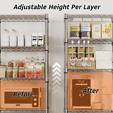 Garvee adjustable shelves let you customize height to fit tall items.