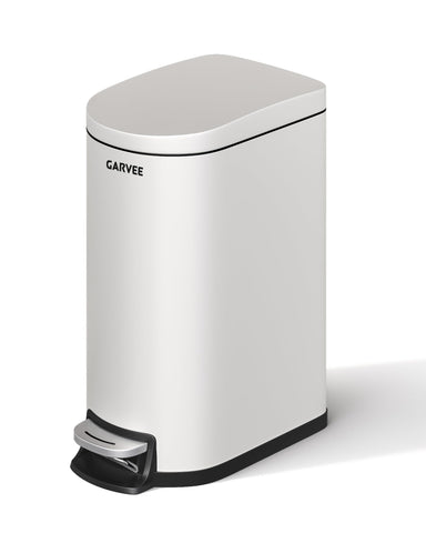 Garvee bathroom trash can with lid demonstrates space-saving design in a compact bathroom