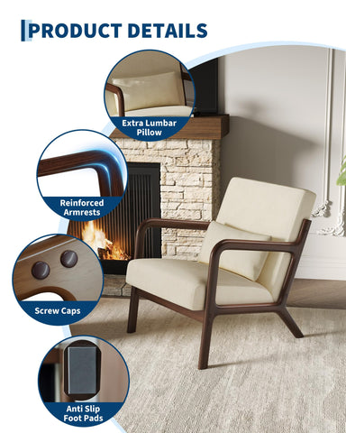 Garvee mid-century chenille accent chair front view highlights classic lines and inviting silhouette