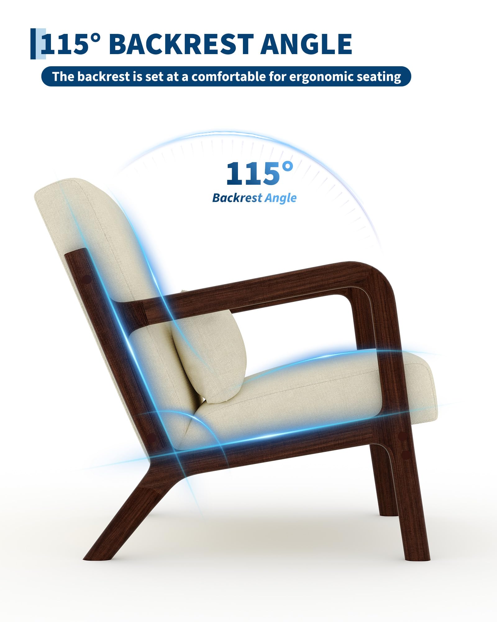 Garvee mid-century chenille accent chair in a living room demonstrates versatile placement
