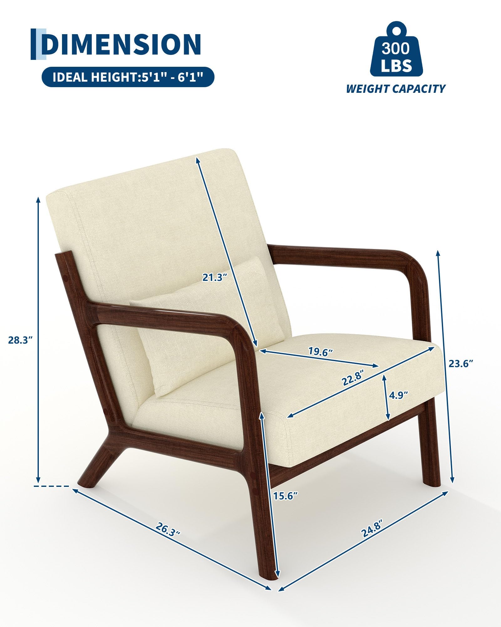 Garvee mid-century chenille accent chair solid wood frame demonstrates sturdy daily-use support