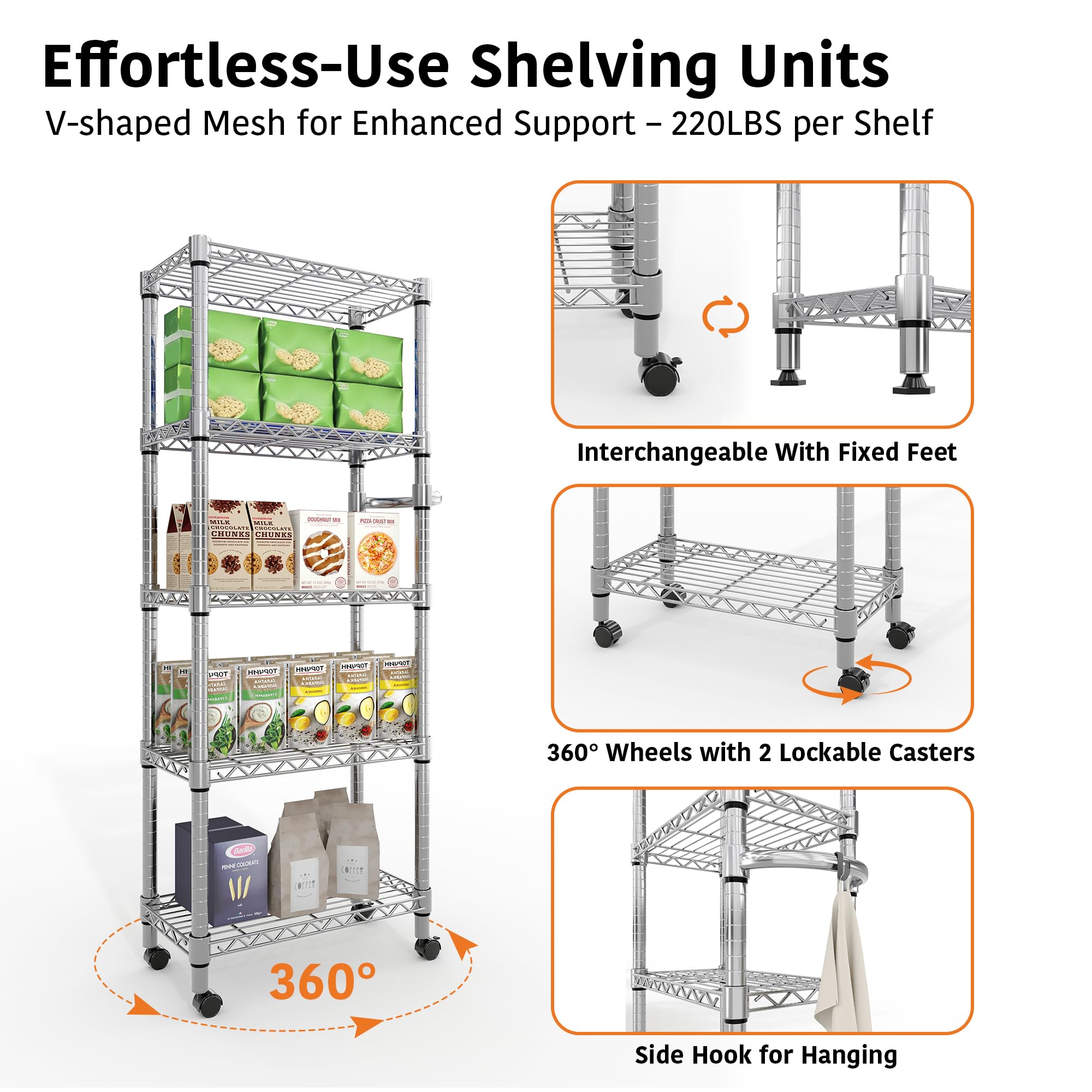 Garvee pantry storage rack keeps kitchen staples neatly organized.