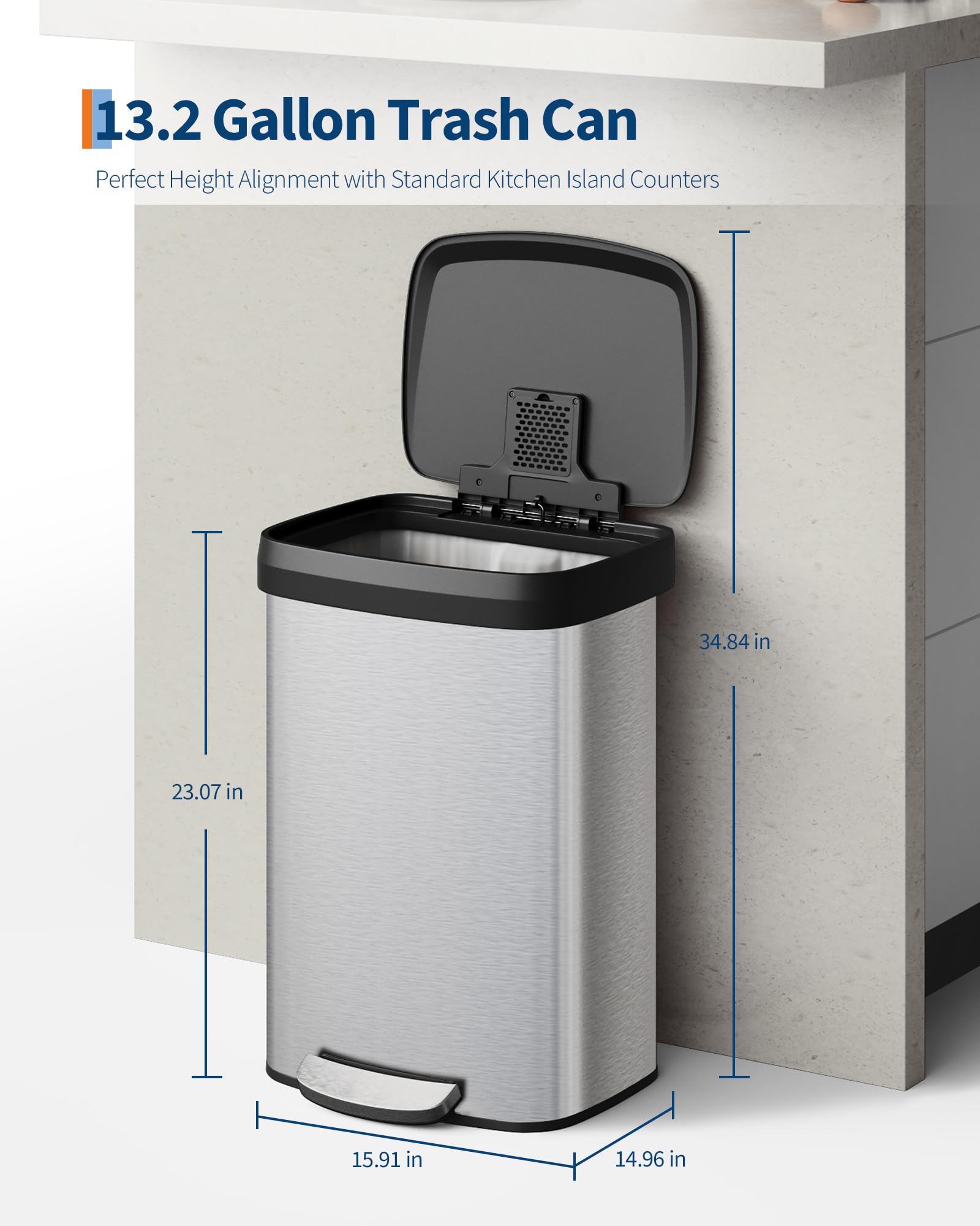 Garvee soft-close lid ensures quiet hands-free cooking prep