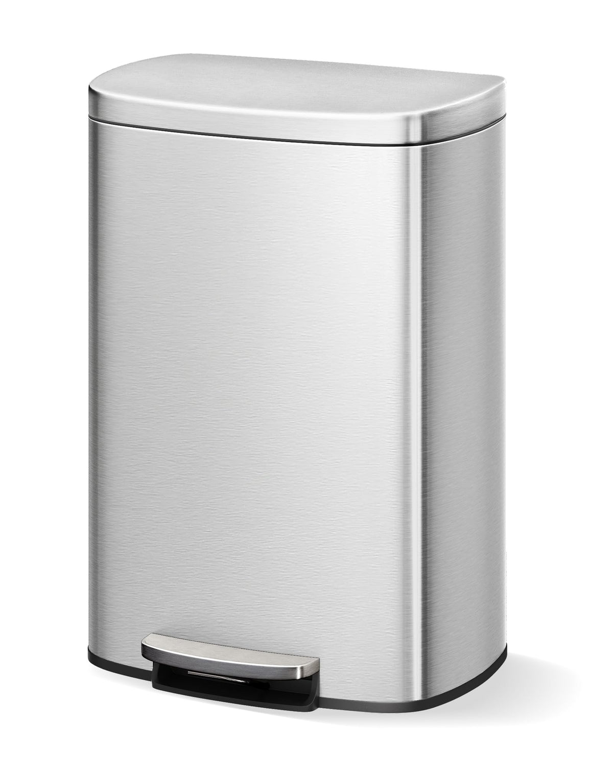 Garvee step-on stainless steel can with closed lid keeps odors contained.