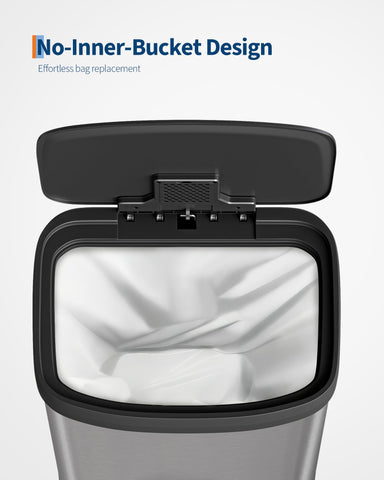 Garvee trash bin liner rim detail shows secure bags and tidy edges.