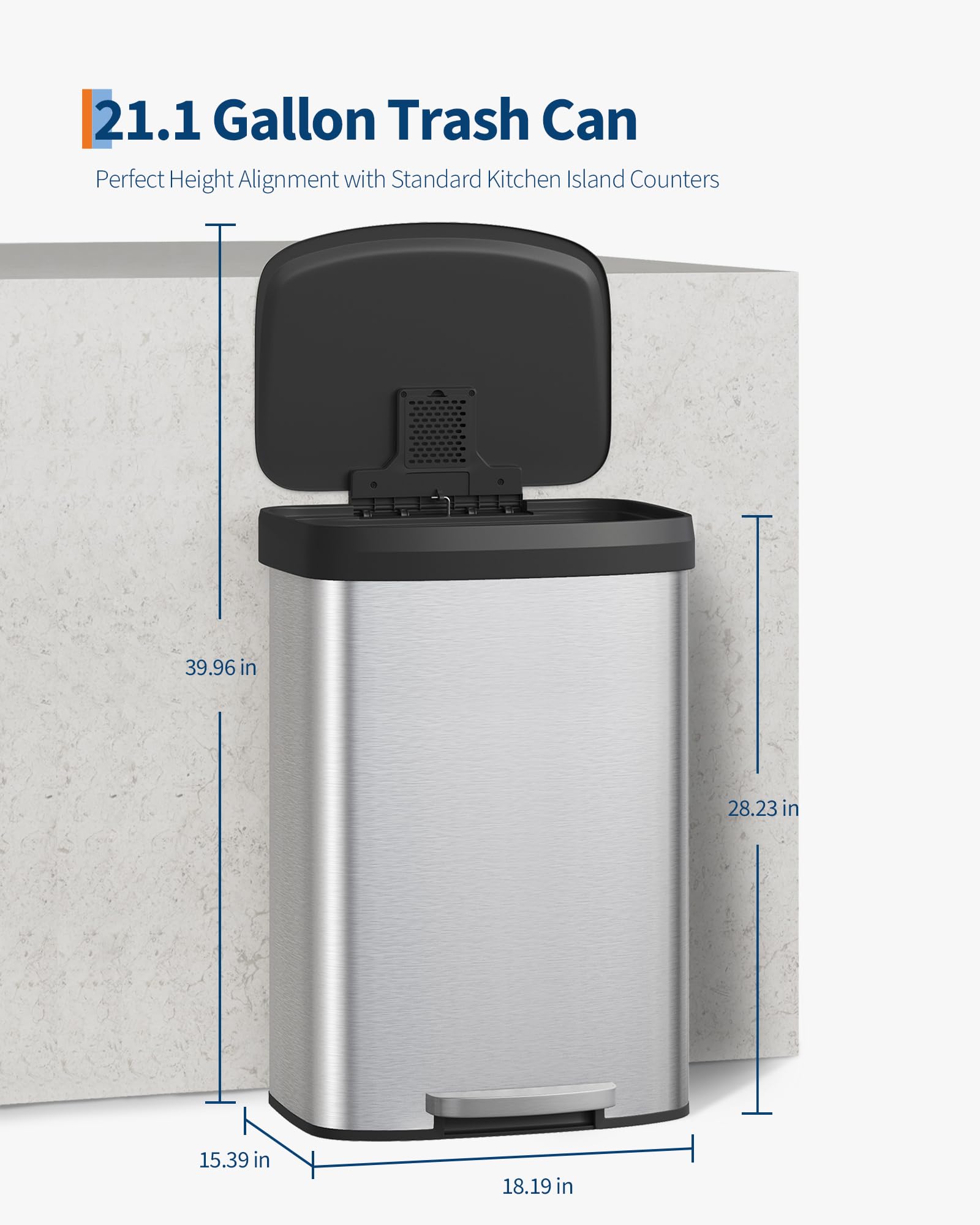 Garvee soft-close lid feature reduces noise during disposal.