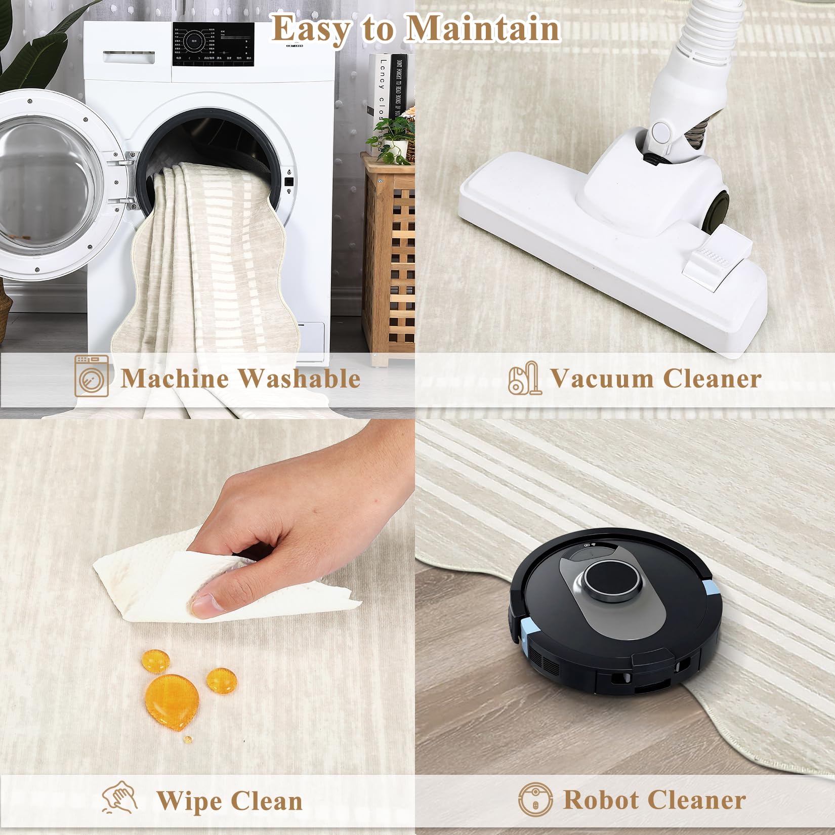 Garvee washable rug being machine-washed to show easy cleaning and fresh look.