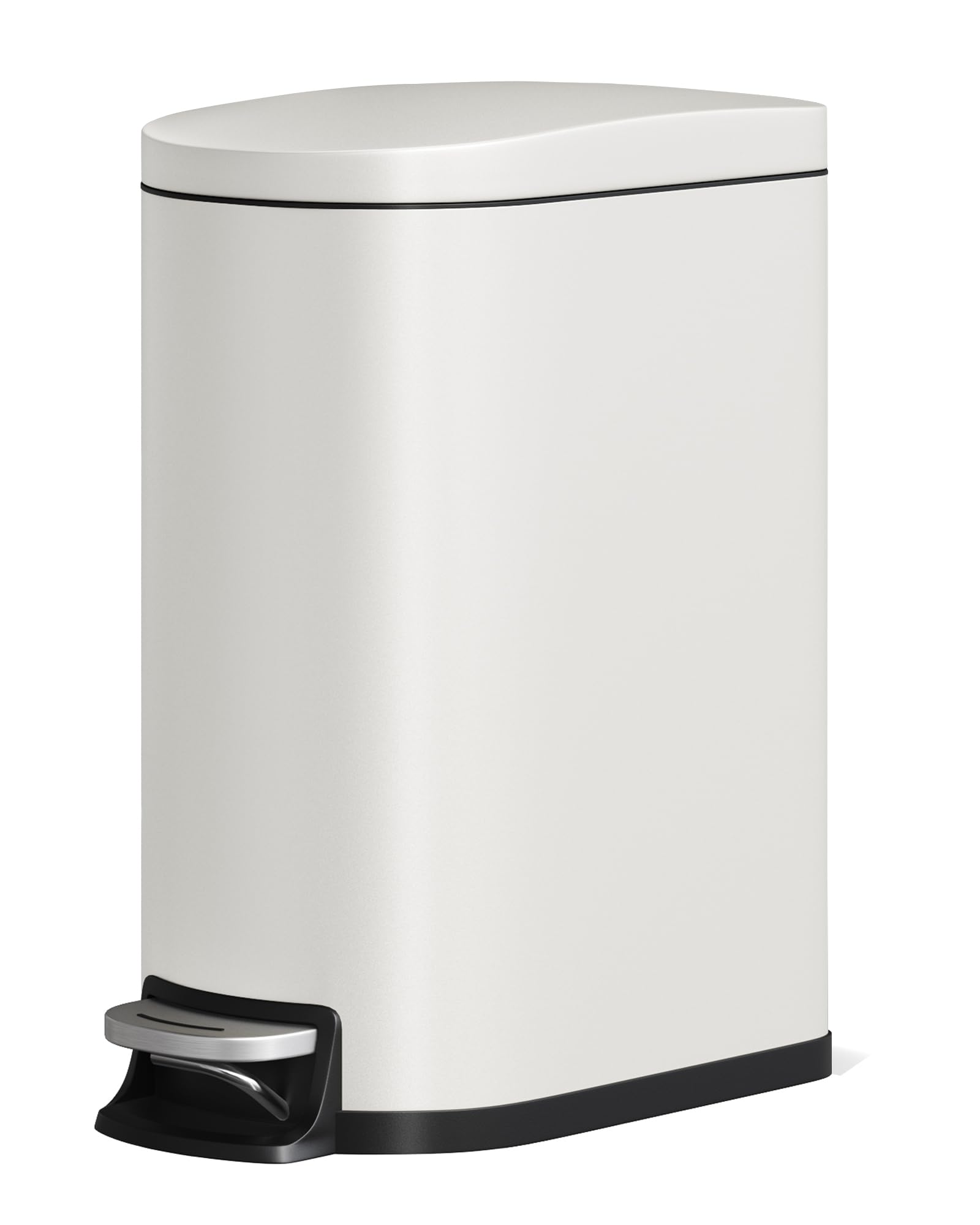 GarveeHome 13 Gal stainless steel trash can with slim profile between appliances.