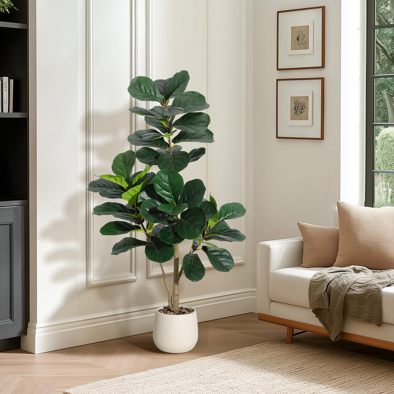 GarveeHome 4ft fiddle leaf fig tree for year-round greenery in living spaces