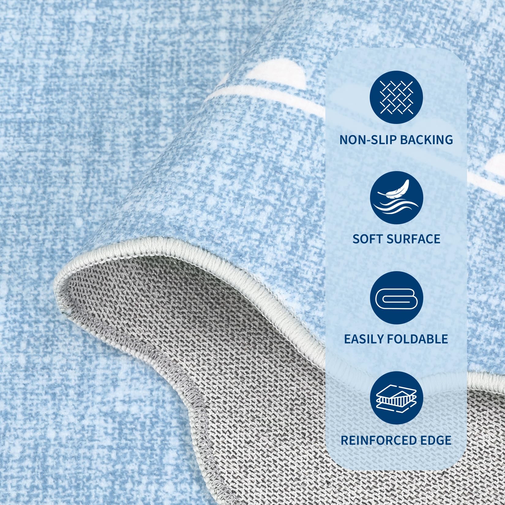 GarveeHome blue rug in bedroom adds soft texture and warmth