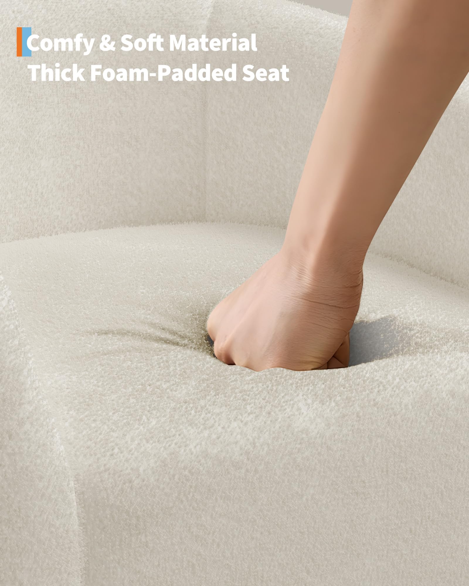 GarveeHome boucle chair plastic legs offer sturdy support and easy mobility.