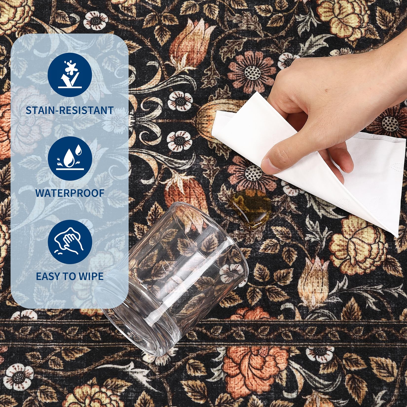 GarveeHome machine-washable rug simplifies cleanup after spills and daily wear.