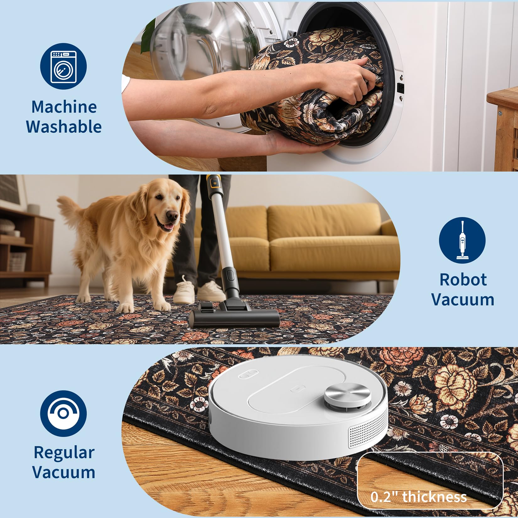 GarveeHome non-slip backing keeps high-traffic areas safer for kids and pets.