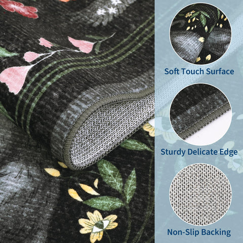 GarveeHome Cat Rug with corner moon and crow motifs for atmospheric decor