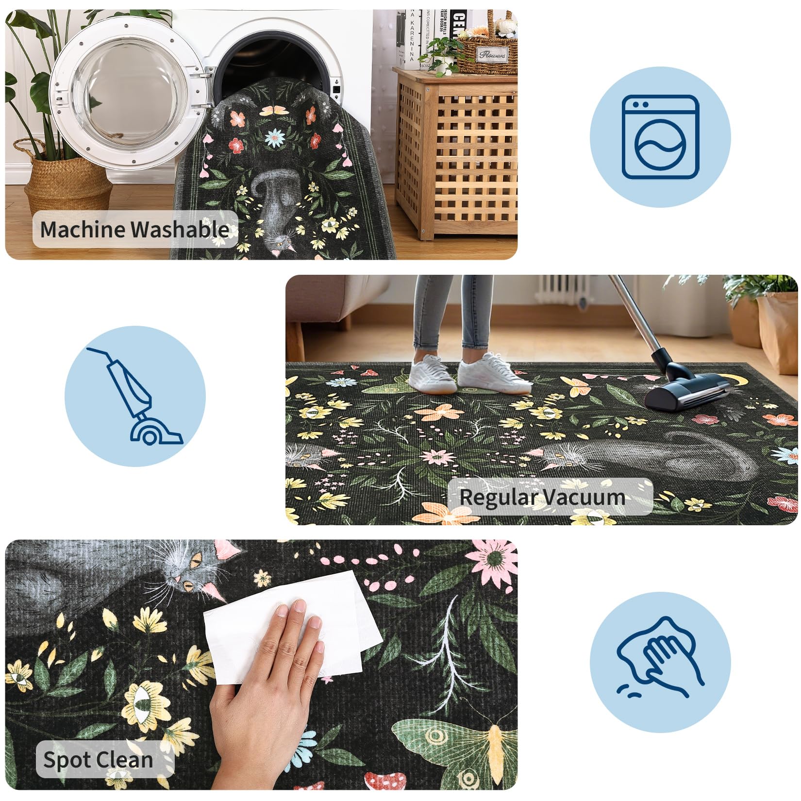 GarveeHome Cat Rug soft texture backing provides secure placement