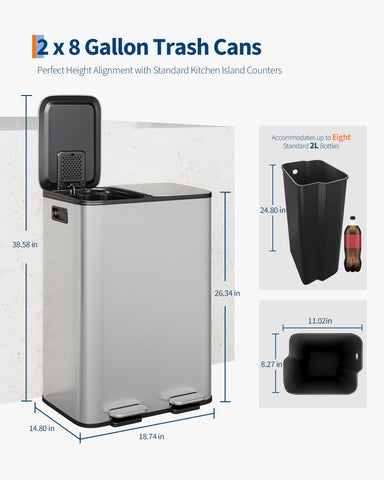 GarveeHome compact footprint fits under islands for smart waste management.