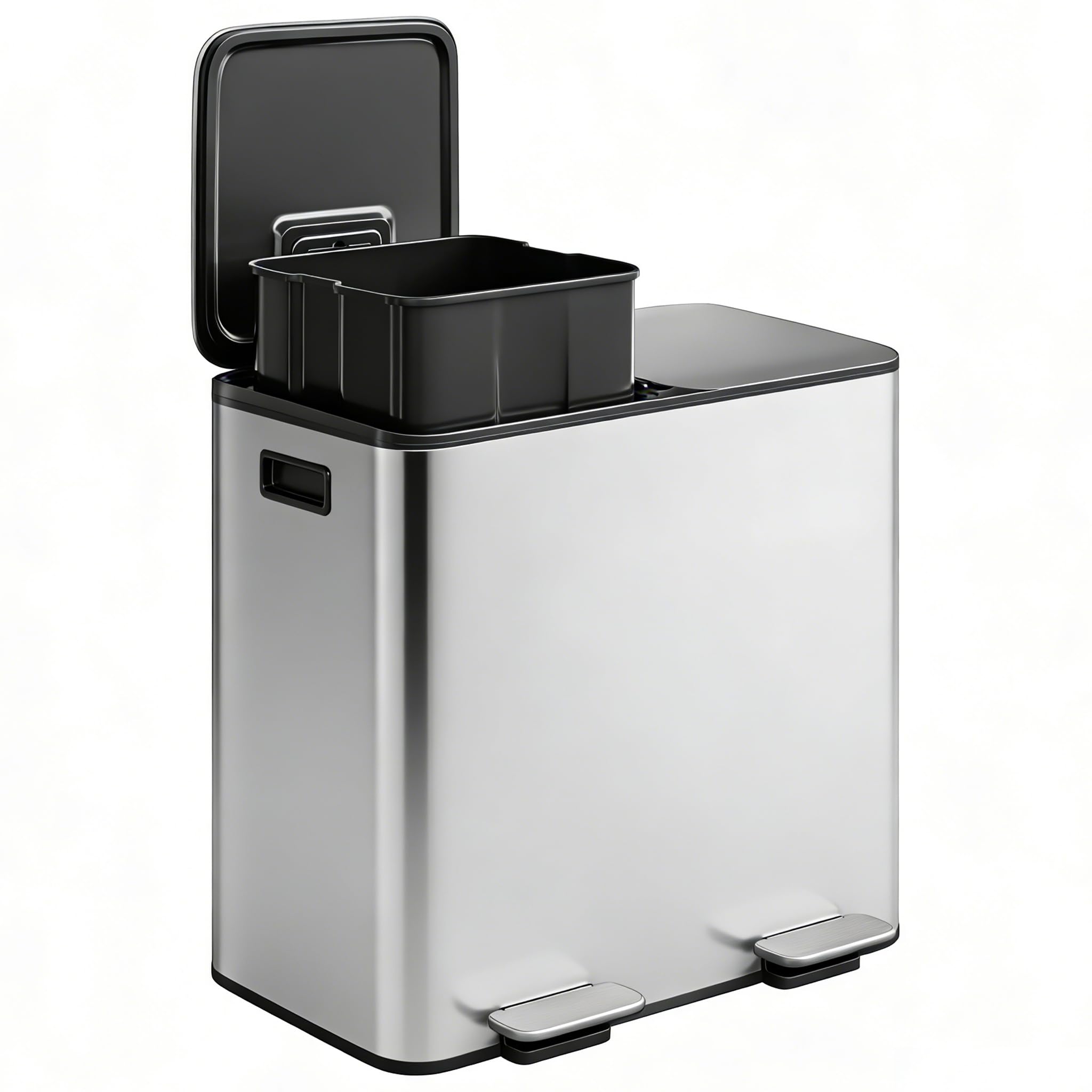 GarveeHome double-bin with lid closed for a sleek, space-saving kitchen waste solution.