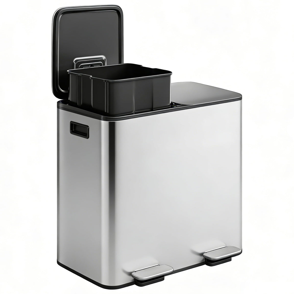 GarveeHome double-bin with lid closed for a sleek, space-saving kitchen waste solution.