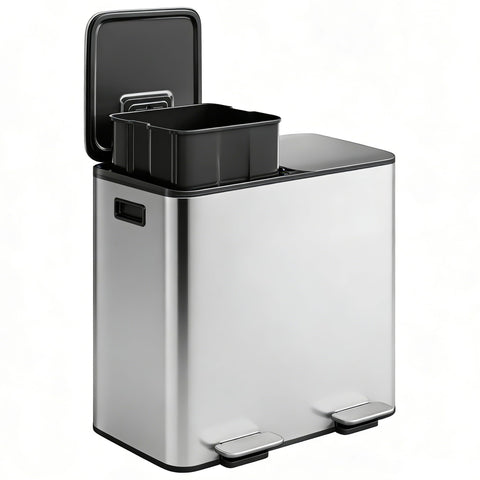 GarveeHome double-bin with lid closed for a sleek, space-saving kitchen waste solution.