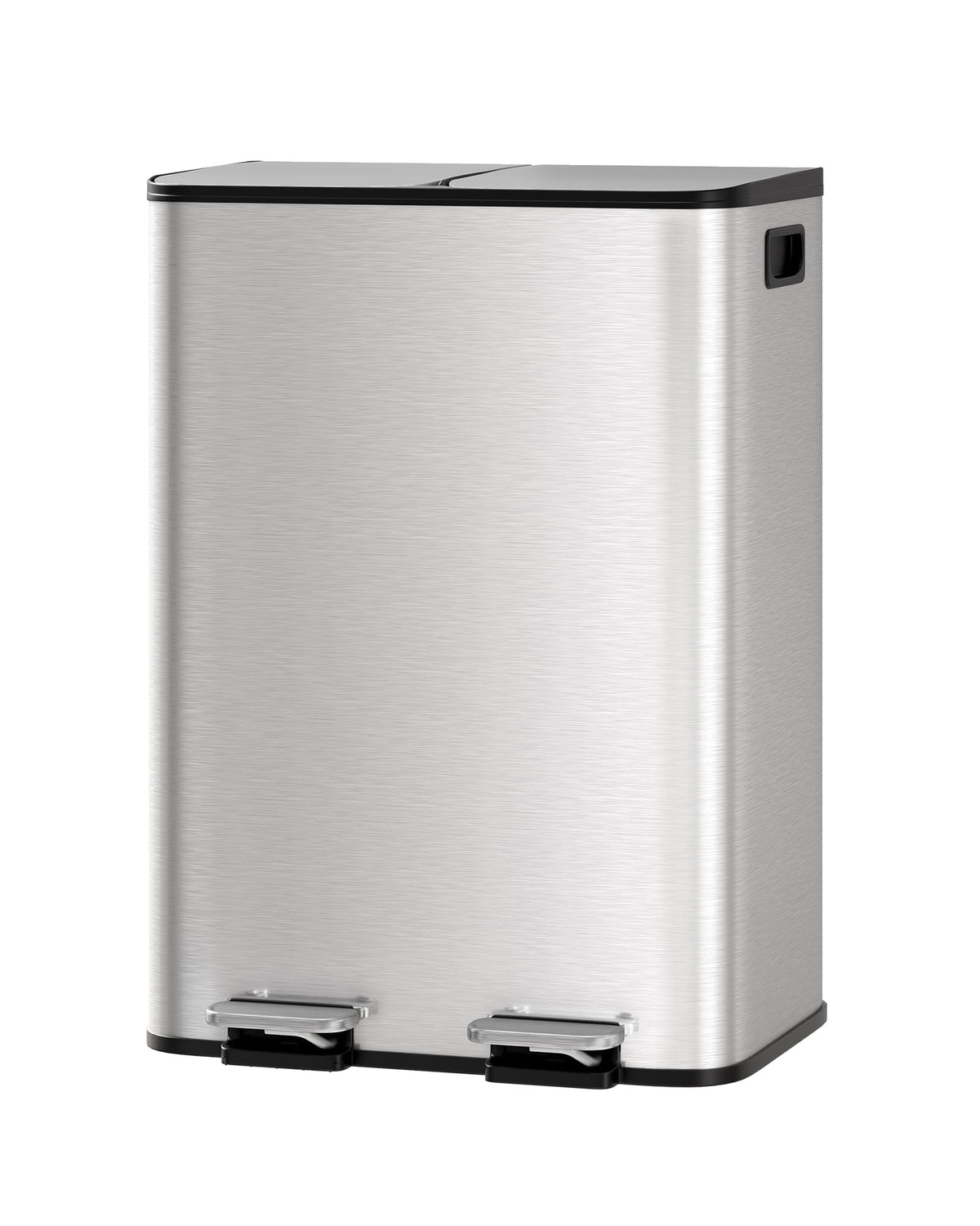 GarveeHome double trash bin with lid in a sleek stainless finish for organized waste.