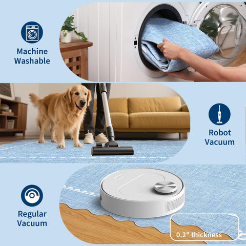GarveeHome easy-clean rug demonstrated in machine wash cycle