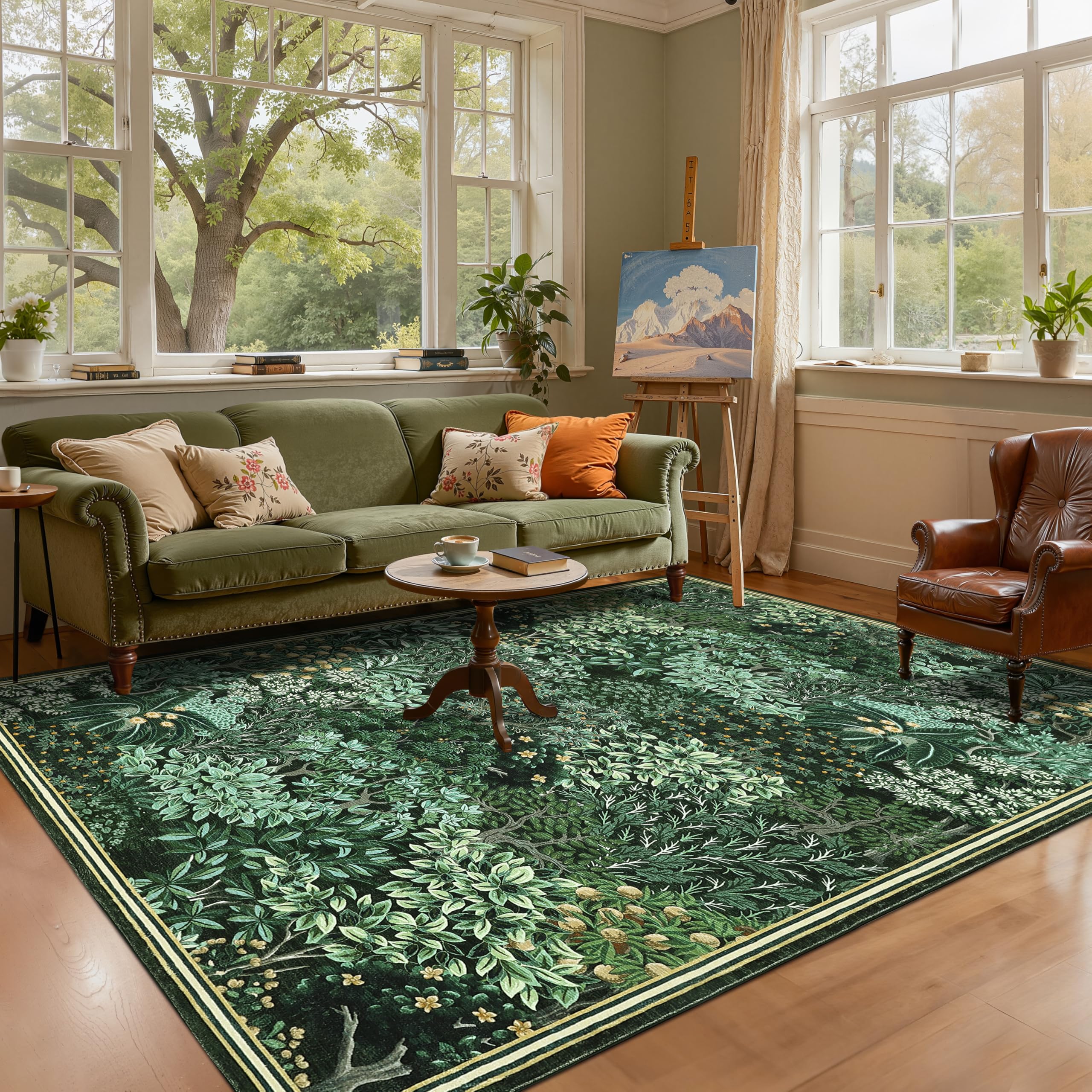 GarveeHome Forest Rugs closeup texture highlights plush, stain-resistant surface for cozy feet.