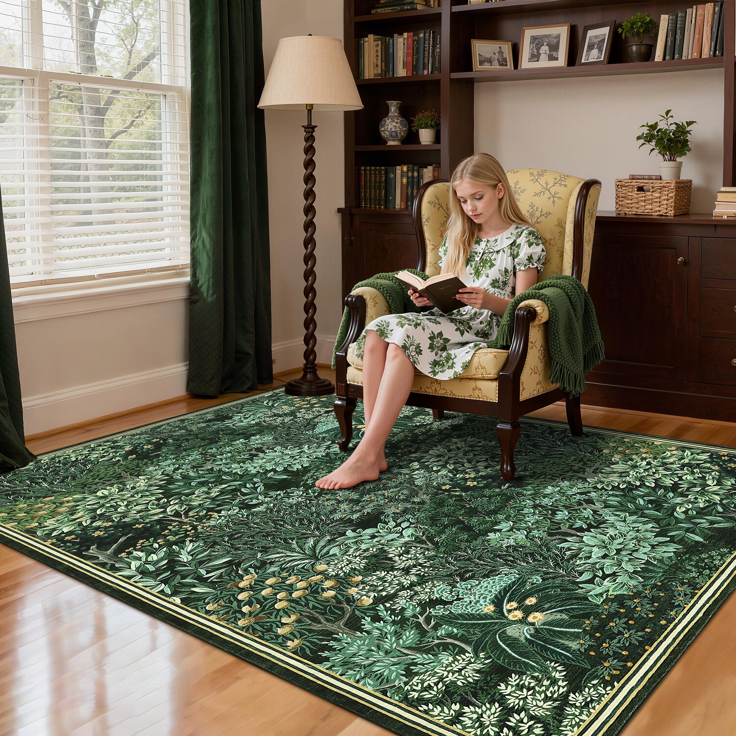 GarveeHome Forest Rugs in a living room display with tranquil woodland vibe.