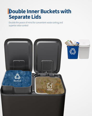 GarveeHome inner buckets 8 gal showing dual bins for efficient waste separation