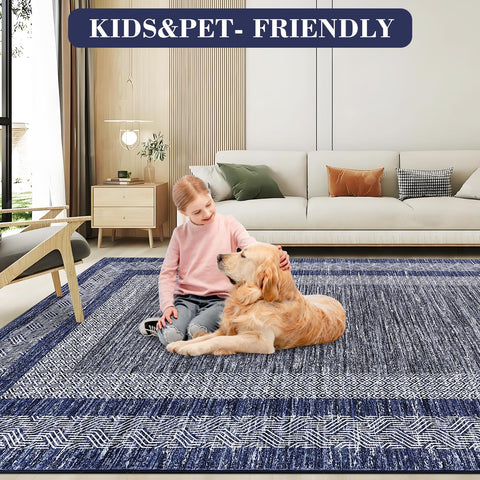 GarveeHome blue hallway runner ideal for kitchens and entryways.