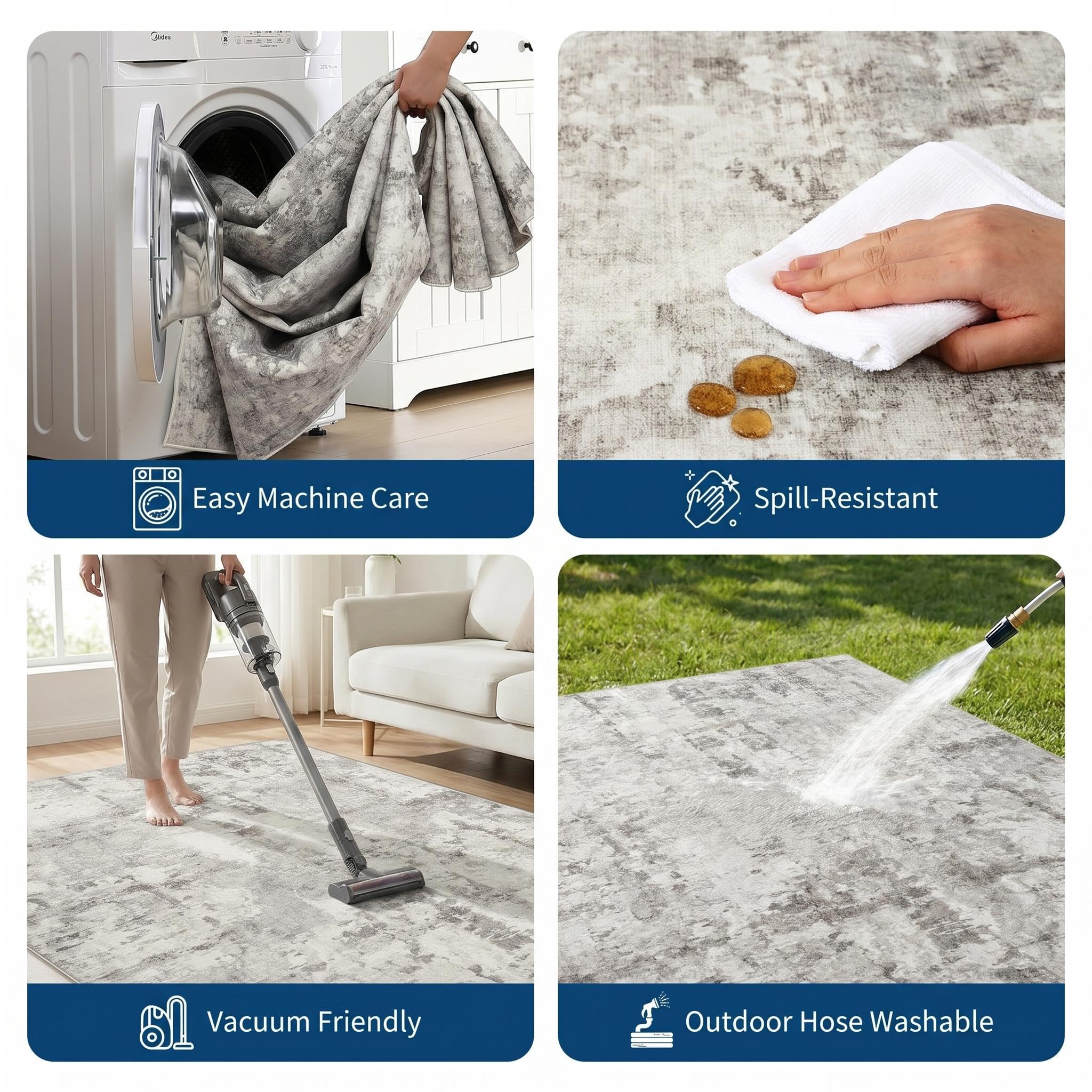 GarveeHome machine washable rug ready for easy cleanup