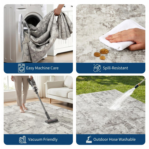 GarveeHome machine washable rug ready for easy cleanup