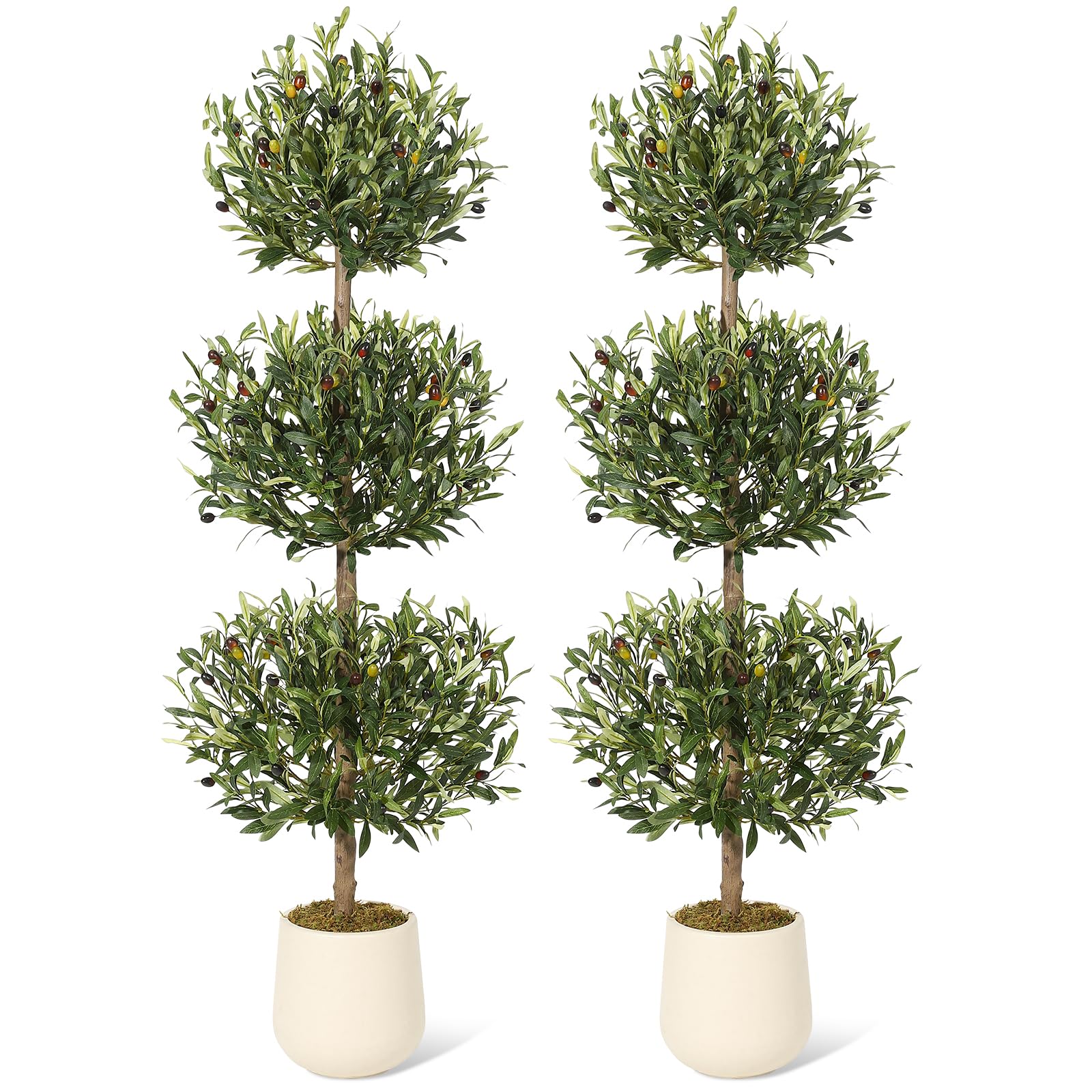 GarveeHome 5ft artificial olive tree with moss pot, ideal for low-maintenance indoor greenery.