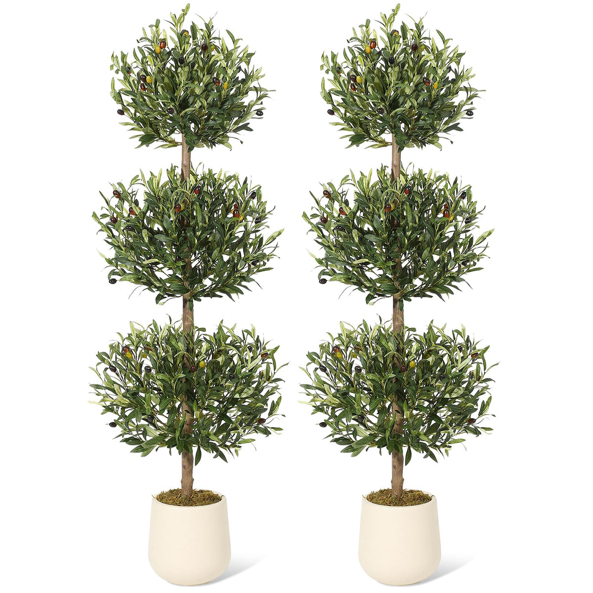 GarveeHome 5ft artificial olive tree with moss pot, ideal for low-maintenance indoor greenery.