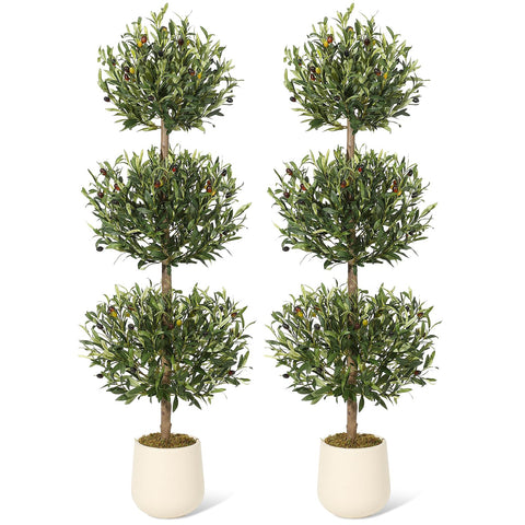 GarveeHome 5ft artificial olive tree with moss pot, ideal for low-maintenance indoor greenery.