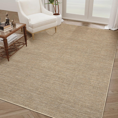 GarveeHome Outdoor Easy Jute Rug close-up texture, soft feel with durable, machine-washable fibers.