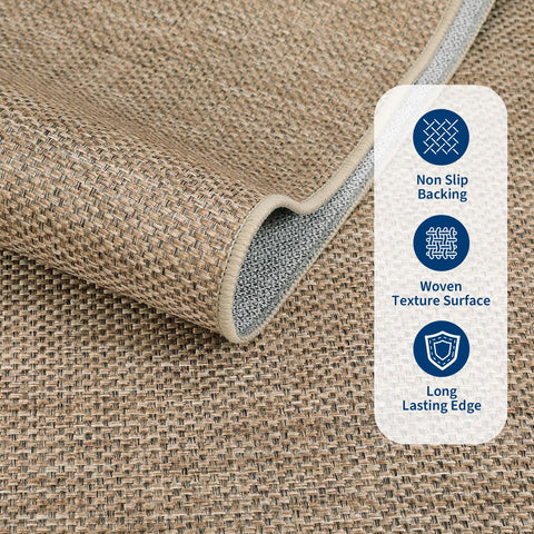 GarveeHome Outdoor Easy Jute Rug washing feature, easy cold-cycle machine wash for effortless cleaning.