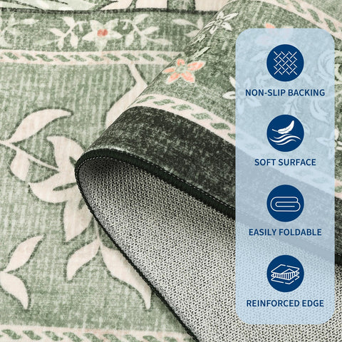 GarveeHome Provence rug features non-slip backing to keep it in place.