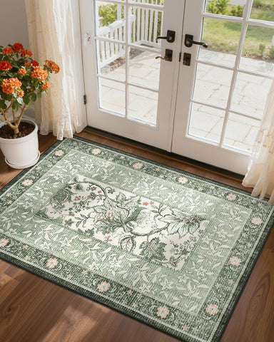 GarveeHome sage green 2x3 door mat front view with secure non-slip backing for busy entries.